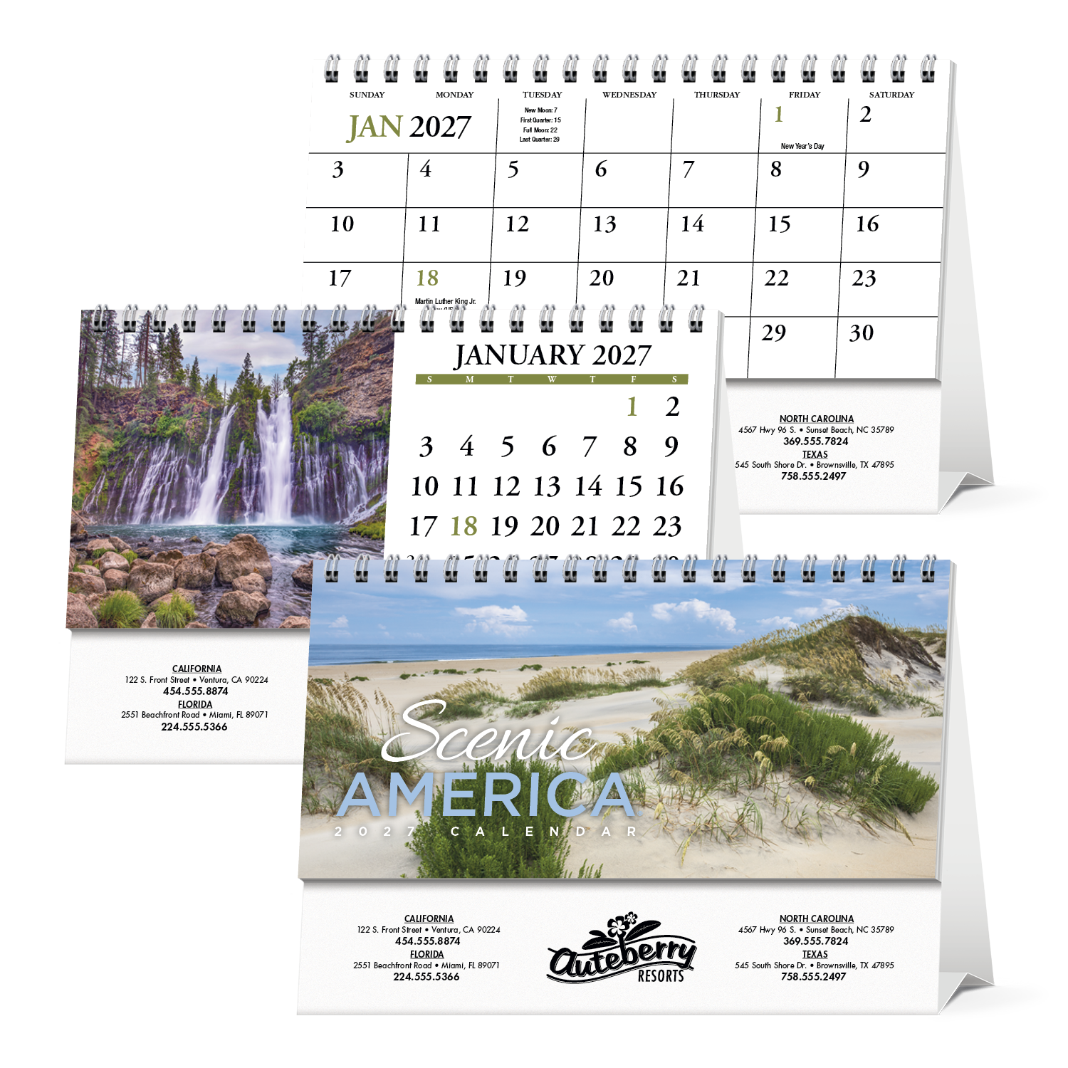 Custom Imprinted Desk Calendar - Scenic America Desk Tent #982